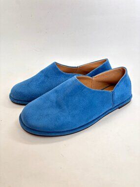 Canal Style Blue Suede Slip On Leather Ballet Flats Shoes Cobalt Bold Color 7.5